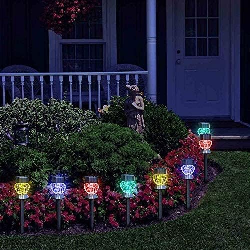 Solar Pathway Lights Outdoor, 6 Pack Solar Garden Lights, Color Changing LED Landscape Stake Outdoor Solar Lights for Walkway, Pathway