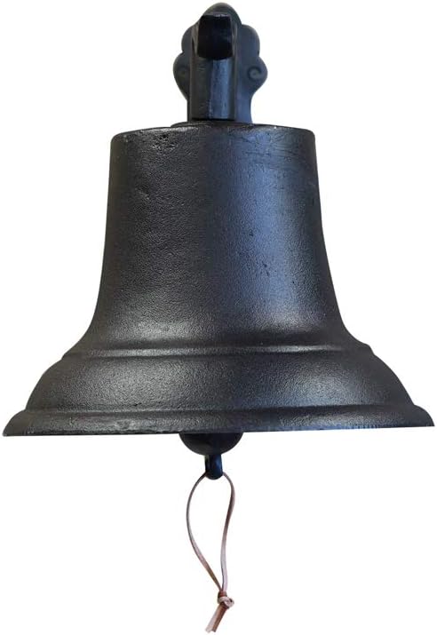 NACH Rustic Cast Iron Doorbell, Medium Door Bells for Homes, Classic Dinner Bell, Black Doorbell, 12.2 x 7.7 x 8.3 Inches, JS-90-096