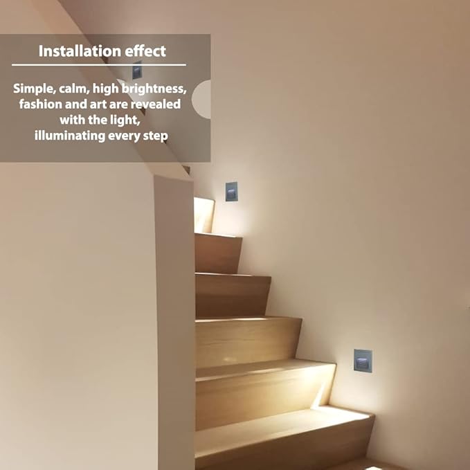 4Pack 3W LED Recessed Wall Light, 85-230V Step Lights Cool White 6000K, IP65 Waterproof Stair Light Staircase Light lamp, Inside Outside Garden Balcony Corridor, Aluminum, 120V Grey