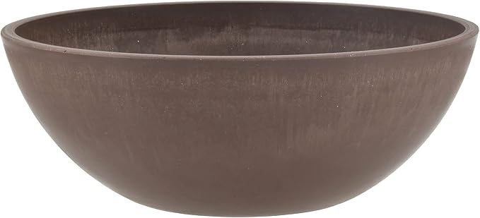 PSW Pot M30C Collection Shallow Garden Bowl Low Planter for Succulents, Bonsai, Fairy Gardens, Herbs, 12-inch, Chocolate