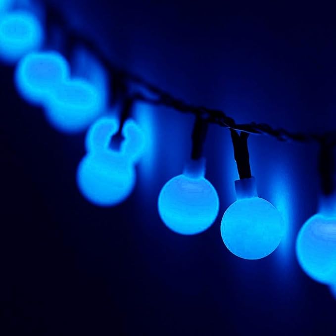 Globe Ball Fairy Lights, 50 LEDs 23ft/7M Solar Led Globe String Lights Waterproof with Two Lighting Modes for Garden Outdoor Party Christmas Decoration (Blue)