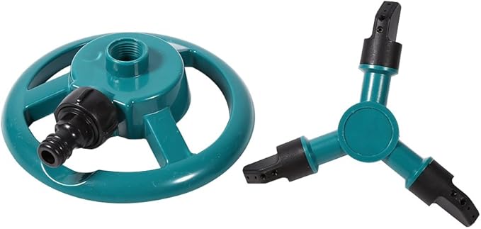 ViaGasaFamido Garden Sprinkler Automatic 360° Circle Rotating Watering Sprinkler Irrigation System Lawn Sprinkler with 3 Nozzle Pipe Hose for Yard Large Area