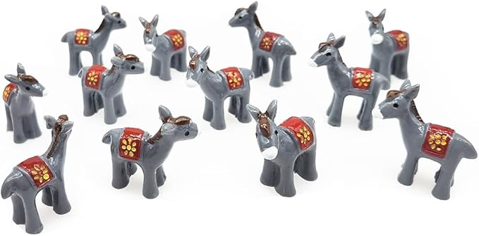 MAOMIA 20pcs Miniature Donkey Figurines Easter Cake Toppers, Mini Donkey DIY Craft Plant Pot Fairy Garden Landscape Decor Ornament