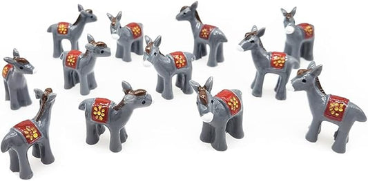 MAOMIA 20pcs Miniature Donkey Figurines Easter Cake Toppers, Mini Donkey DIY Craft Plant Pot Fairy Garden Landscape Decor Ornament