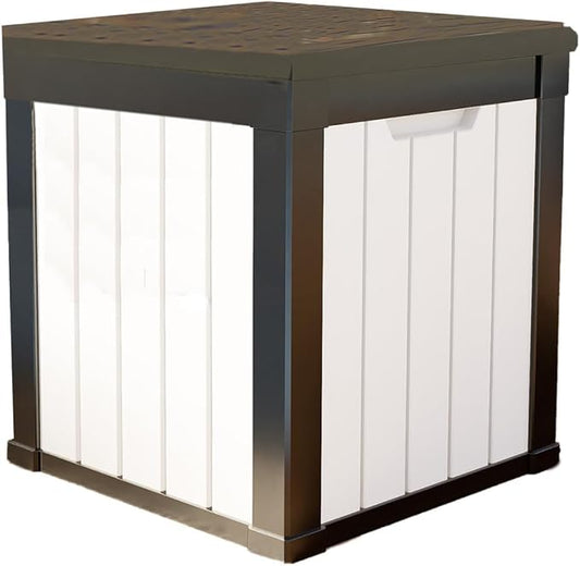 48 Gallon Outdoor Storage Box, Waterproof Resin Deck Box for Patio, Pool, and Garden, Lockable Bin for Cushions, Tools, and Accessories, UV-Resistant, White