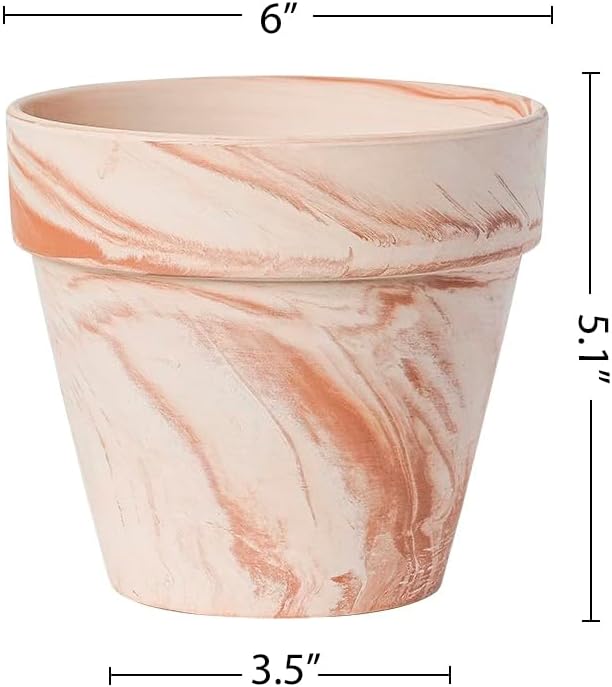 Random Mood Macchiato Terracotta Plant Pots – Handmade 6-Inch Clay Ceramic Flower Pots with Drainage Holes, Set of 3 – Ideal for Indoor & Outdoor Orchids