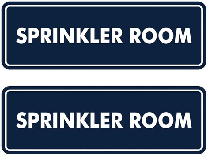 Signs ByLITA Standard Sprinkler Room Sign (Navy Blue/White) - Medium 2 Pack