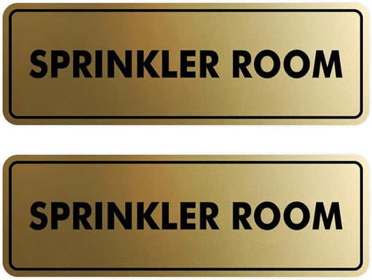 Signs ByLITA Standard Sprinkler Room Sign (Brushed Gold) - Medium 2 Pack