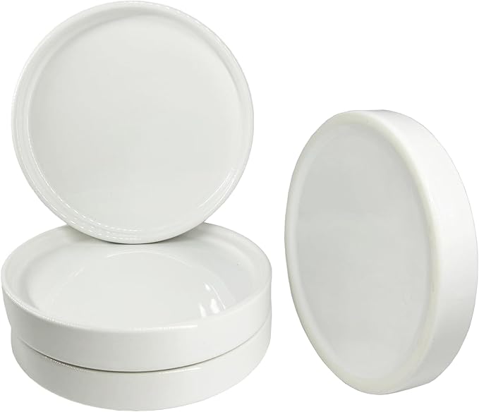 Plant Saucer Pot Tray Planter Saucers 4 Pack 4 5 6 7 8 9 10 11 12 13 Inch for Indoors Outdoor, Durable Sturdy Ceramic Flower Drainage drip Water Tray for Glazed Pots Base (4.7 Inch-White)