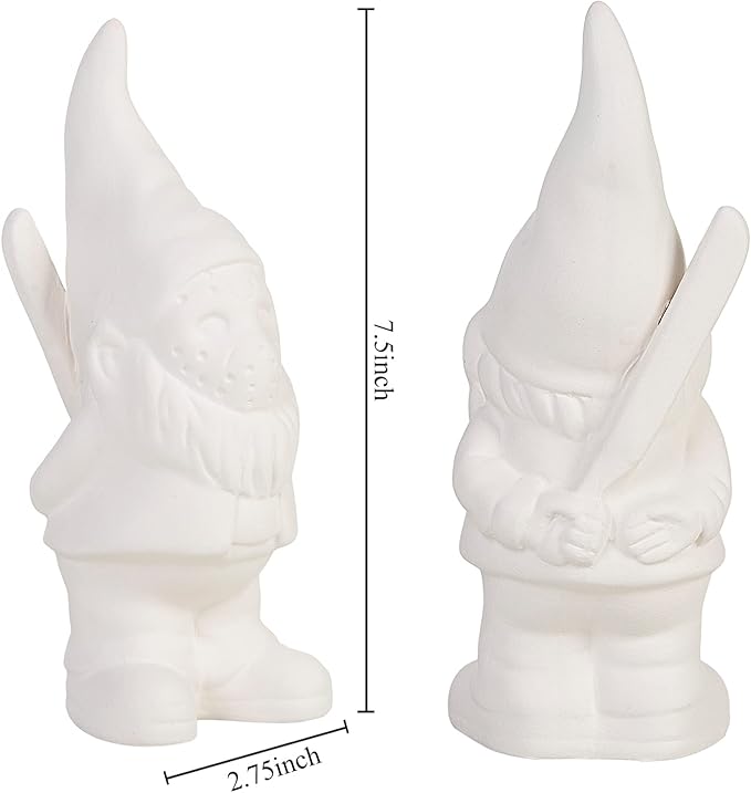 Garden Gnome Ceramics to Paint Garden Gnome Horror Halloween Gothic Indoor Home Decor Gifts Ready to Paint Ceramic