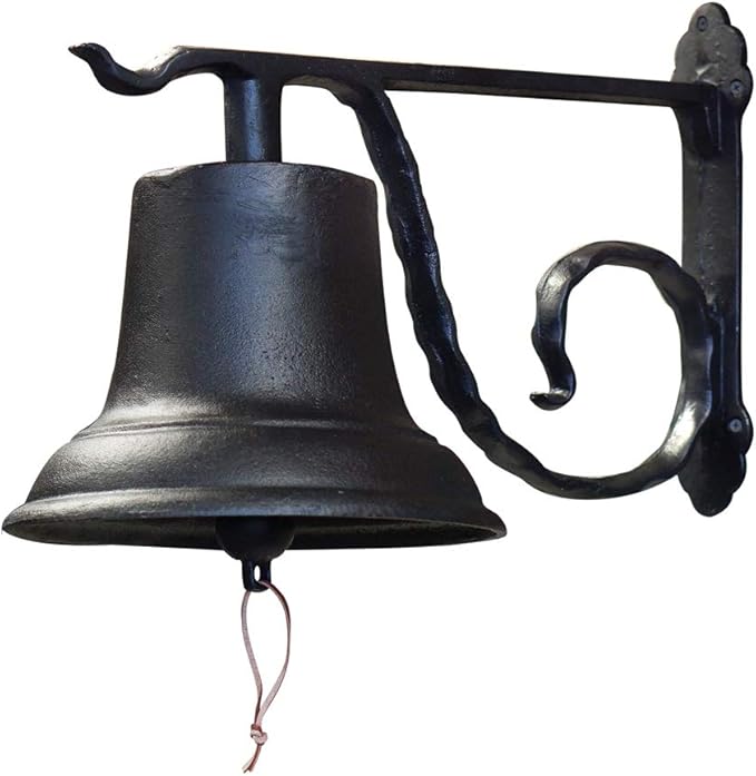 NACH Rustic Cast Iron Doorbell, Large Door Bells for Homes, Kitchen Door Bell, Dinner Bell, Black Doorbell, 19.3 x 11.8 x 13 Inches, JS-90-098