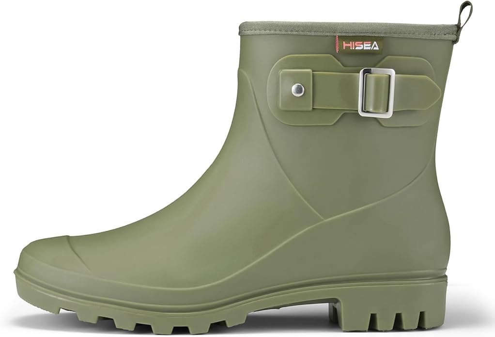 HISEA Women's Ankle Rain Boots Waterproof, Fashion Short Garden Shoes Anti-slip for Women with Comfortable Insole