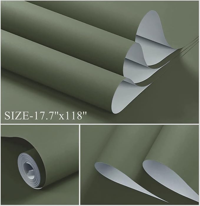 Dimoon 236''x17.7'' Green Peel and Stick Wallpaper Contact Paper Modern Self Adhesive Wall Paper Removable Renter Friendly Textured Solid Color Shelf Cabinet Vinyl Roll (236''x17.7'',Leaf Green)