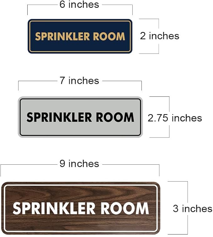 Signs ByLITA Standard Sprinkler Room Sign (Black Gold) - Large 2 Pack