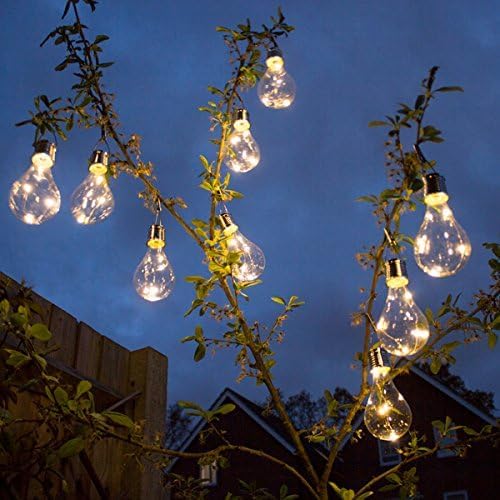 pearlstar Solar Light Bulbs Outdoor Waterproof Garden Camping Hanging LED Light Lamp Bulb Globe Hanging Lights for Home Yard Christmas Party Holiday Decorations (6 Pack-Clear Bulbs)