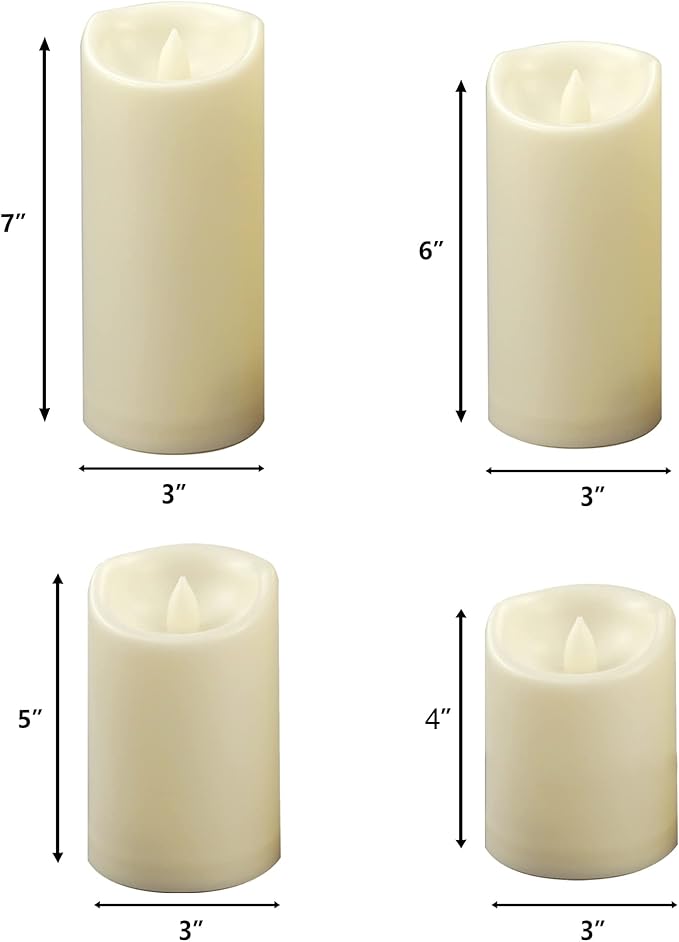 CANDLE CHOICE Waterproof Outdoor Battery Operated Flameless Pillar Candles with Remote Timer White Plastic Realistic Flickering Electric LED Lights Lantern Garden Wedding Christmas Decorations 9 Pack