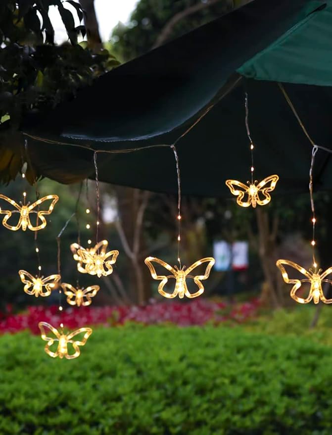 Solar USB String Butterfly Lights Indoor Outdoor 10 LED Fairy Light Decorations for Garden Fence Patio Yard Christmas Tree, Lawn, Patio, Party Decoration (Solar Light)
