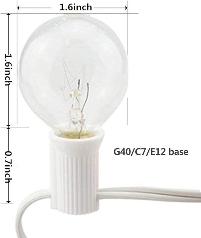 GOOTHY Globe Holiday String Lights with G40 Bulbs (50ft.) Backyard Patio Lights Garden Bistro Party Natural Warm Bulbs Cafe Hanging Umbrella Lights on Light String Indoor Outdoor-White