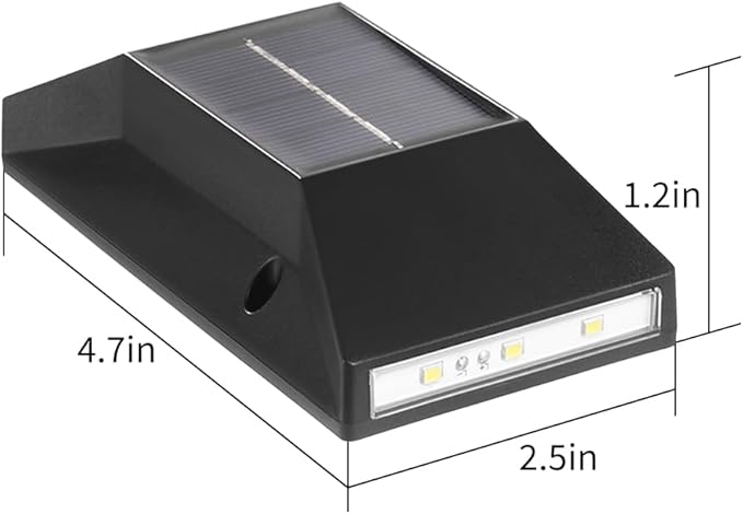 2 Pack Solar Wall Lamps, Solar Fence Lights, Deck Light, LED Solar Wall Lights for Home Garden Porch, Up and Down Lighting Lamp (White Light)