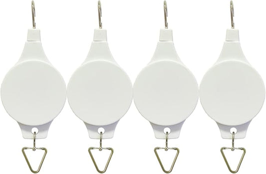 Pack Plant Hook Pulley, Retractable Plant Hanger Easy Reach Hanging Flower Basket for Garden Baskets Pots and Birds Feeder Hang High up and Pull Down to Water Or Feed (White 4Pack)