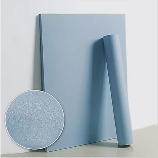 Dimoon 236''x17.7'' Blue Peel and Stick Wallpaper Contact Paper Modern Self Adhesive Wall Paper Removable Renter Friendly Textured Solid Color Shelf Cabinet Vinyl Roll (236''x17.7'',Light Grey Blue)
