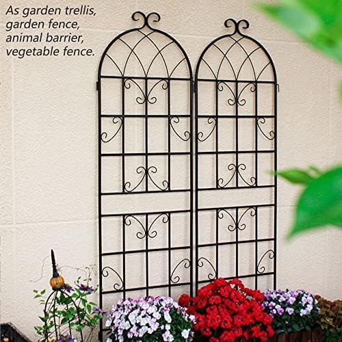 4 Pack Metal Garden Trellis 71" x 19.7" Black Fence Rustproof Garden Trellis for Climbing Plants Support Roses Flower Outdoor Lawn, Black
