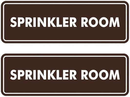 Signs ByLITA Standard Sprinkler Room Sign (Dark Brown) - Medium 2 Pack