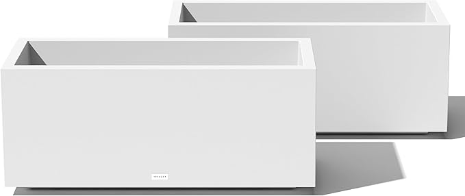 Veradek Block Series Long Box Planter - Large Rectangular Planter for Indoor or Outdoor Patio/Porch | Durable All-Weather Use with Drainage Holes | Modern Décor for Tall Plants, Flowers or Shrubs