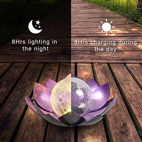 Solar Light Outdoor, Metal Glass Decorative Waterproof Garden Light LED Solar Flower Lights for Patio, Lawn,Walkway,Tabletop,Ground (Purple)