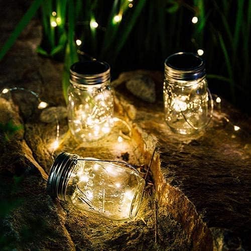 ANGMLN Solar Mason Jar Lights Lids, 10 Pack 30 LED Solar Fairy Lights for Regular Mouth Mason Jars, Outdoor Hanging Mason Jar Lights for Garden Yard Decor, Wedding Christmas Gifts (Jars Not Included)