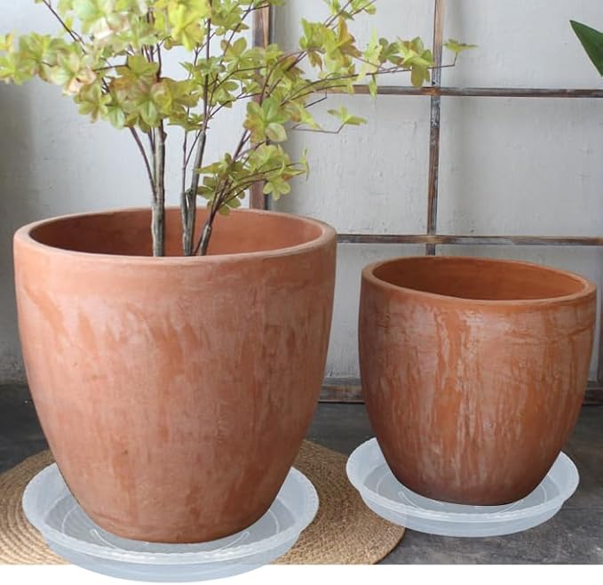 Plant Saucer 6 Pack of 12 inch, Clear Plastic Flower Plant Pot Saucer, Heavy Duty Plant Drip Trays Saucers for Indoor, Plant Water Tray for Planters