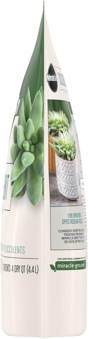Miracle-Gro Succulent Potting Mix - Fertilized Soil with Premium Nutrition for Indoor Succulents, 4 qt. (2-Pack)
