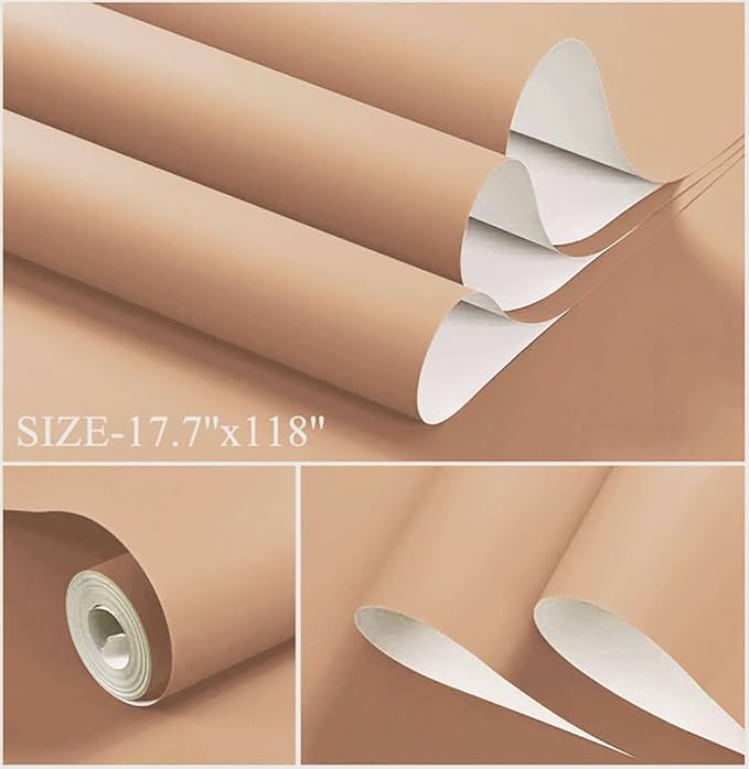 Dimoon 393''x17.7'' Orange Peel and Stick Wallpaper Contact Paper Modern Self Adhesive Wall Paper Removable Renter Friendly Textured Solid Color Shelf Cabinet Vinyl Roll (393''x17.7'',Coral Orange)