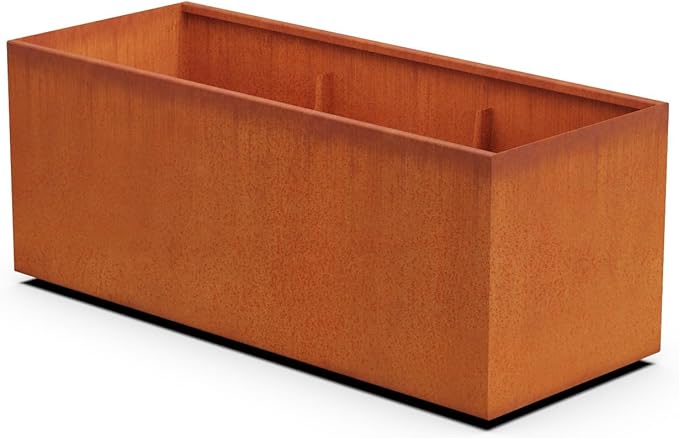 Corten Steel Planter Rectangle Outdoor Metal Garden Box Heavy Duty | Made in USA | Fully Assembled
