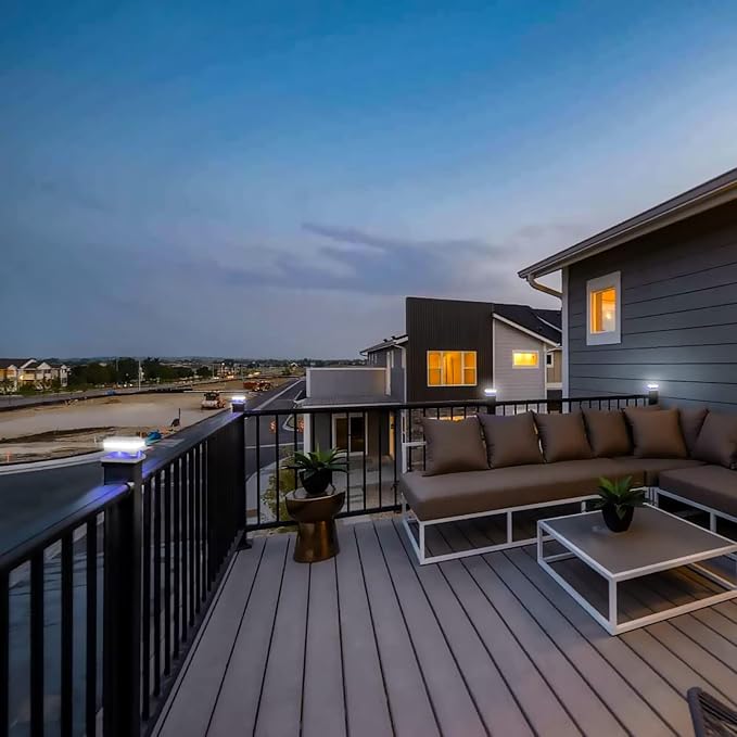 Sumaote Solar Post Cap Light, 52 LED 160LM 6x6 Solar Post Lights, IP65 Waterproof Outdoor for 4x4 5x5 6x6 Wooden Posts, 6000K White SMD Lighting for Deck Fence Garden Porch, White Shell, 4 Pack