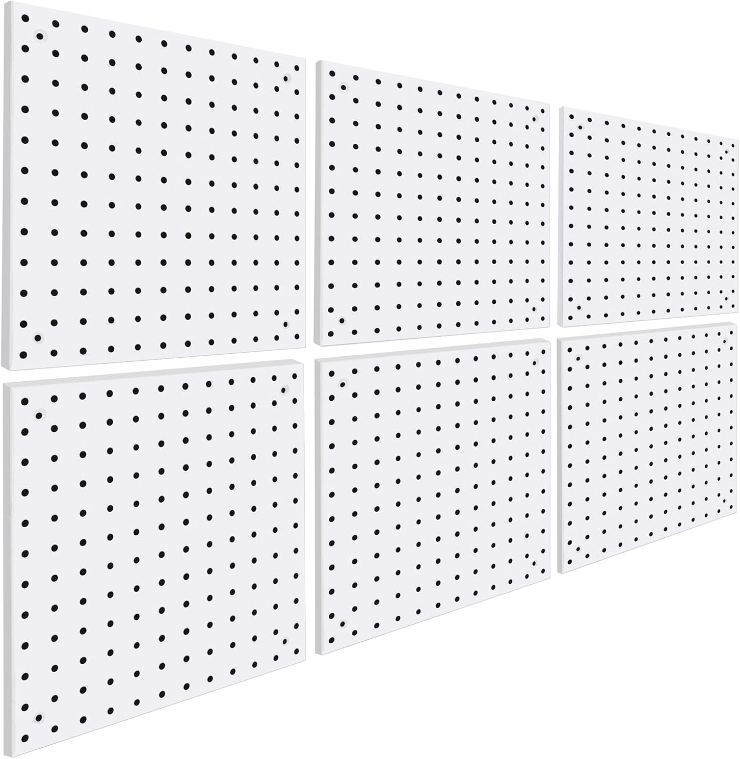 6 Pack Steel Peg Board,Universal 1/8 and 1/4 Pegboard Accessories,Ideal for Garage Tool Storage, Office Organization, Craft Room, Kitchen etc. (White, 6-12X12)