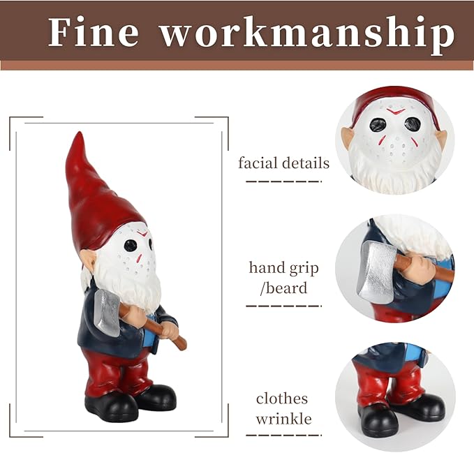 Garden Gnomes Table Decor Statue Holding Axe for Home Decoration Red