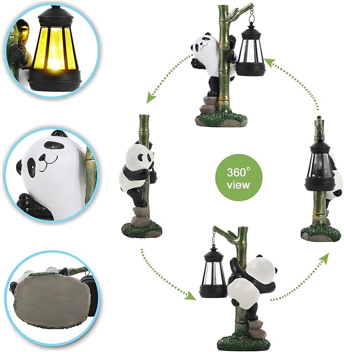 Solar Garden Decor Panda Gifts, Garden Yard Art Decor Panda Gifts for Women - Birthday Gifts for Panda Enthusiasts Grandma Mom Women ﻿