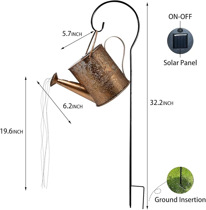 Solar Lights Outdoor Garden Decor, Large Waterproof Watering Can Landscape Lights Outside Decorations for Yard Front Porch Patio Backyard Gardening Gift for Mom Grandma Women Birthday