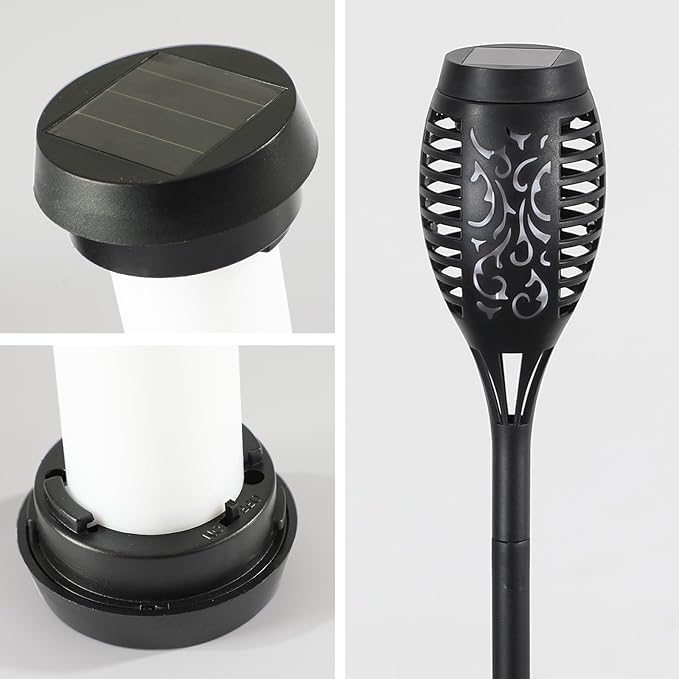 6-Pack Blue Solar Flickering Flame Torches – Waterproof Solar Garden Lights, Outdoor Solar Lights for Yards, and Flame Torches for Patio and Pathway Decorations