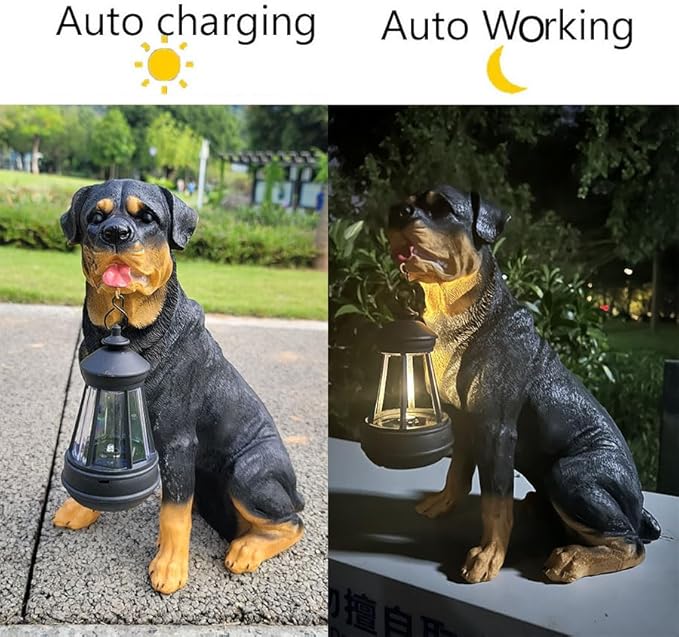 Garden Statues Dog Solar Hanging Light, Courtyard Resin Simulated Handicraft Dog Statue Ornament, Garden Yard Entrance Decoration.