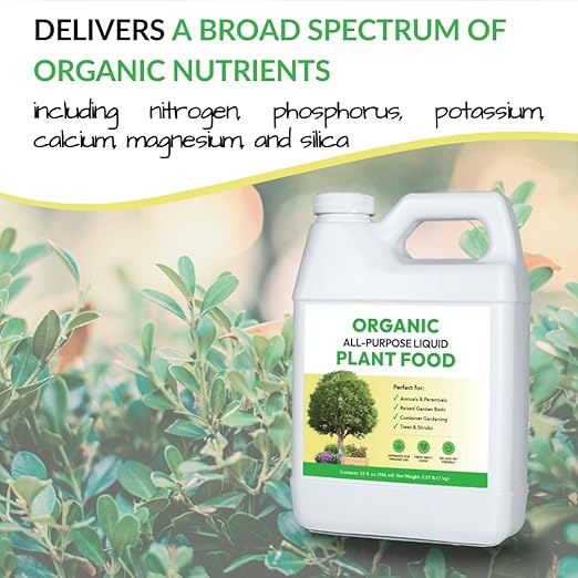 Organic All-Purpose Liquid Plant Food - Use on All Outdoor Plants: Flower Beds, Vegetable Gardens, Container Gardening | Concentrated Liquid Fertilizer Alternative (32oz, 2 Pack, Mixes to 64 Gallons)