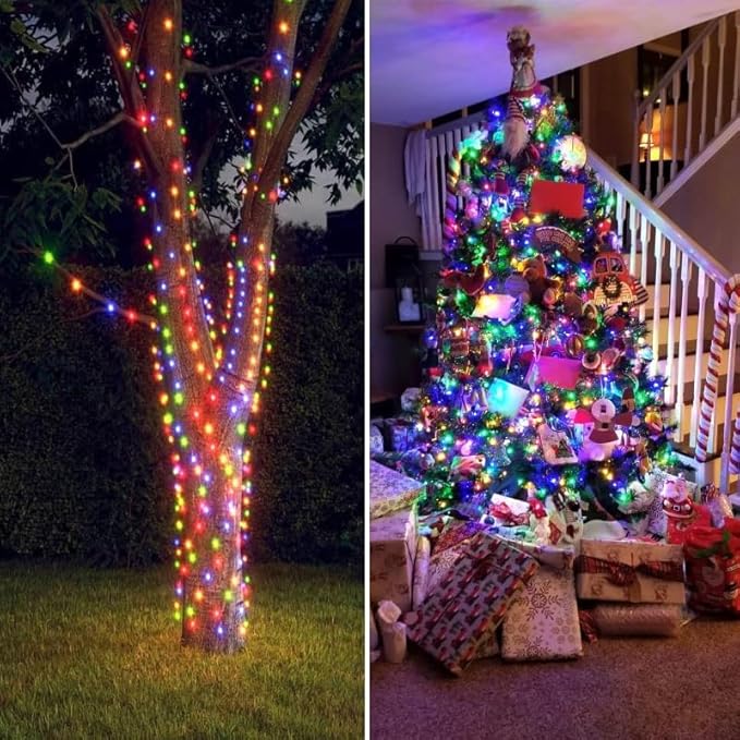 OZS Extra Long 115Ft 300LED RGB Color Changing String Lights Indoor/Outdoor, Waterproof 8 Modes Christmas Tree Lights, Green Wire for Party Wedding Garden Christmas Decorations