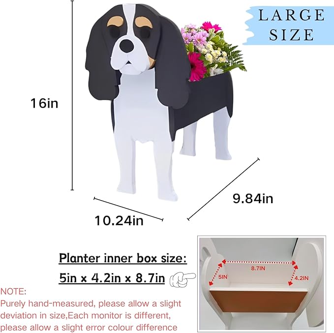Cavalier King Charles Spaniel Dog Planter Plant Pots,Cute Garden Dog Flower Planter,Large Dog Planters Birthday Gifts for Women,Office,Indoor/Outdoor Decor(9.84 * 10.24 * 16in)