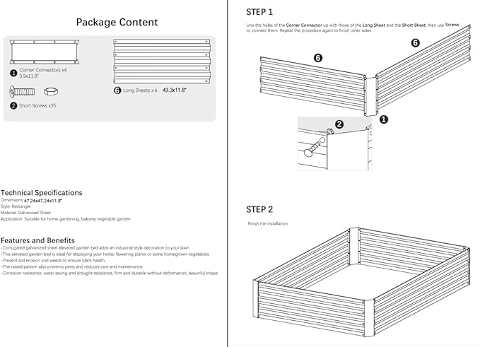 4x4x1ft Metal Raised Garden Bed Kit，Galvanized Garden Bed Box for Vegetables, Flowers, Herbs, and Succulents,120 Gallon Capacity - Green