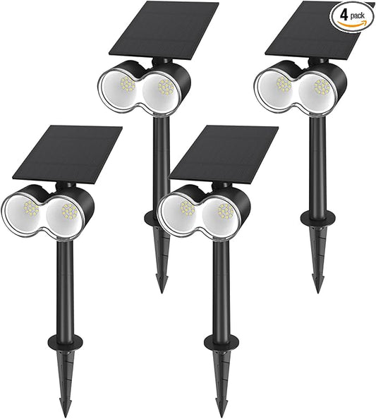 Barrina Solar Spot Lights Outdoor, 360° Horizontal Adjustable, 24 LEDs Solar Spotlights Outdoor Waterproof, 6500K 3 Modes, Solar Powered Garden Lights for Outside Landscape Yard, Auto On/Off, 4 Pack
