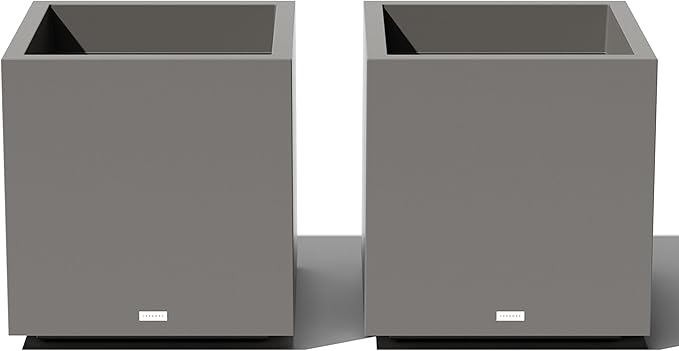 Veradek Block Series Cube Plastic Planter - Large Square Planter for Indoor or Outdoor Patio/Garden | Durable All-Weather Use with Drainage Holes | Modern Décor for Tall Plants, Trees, Flowers