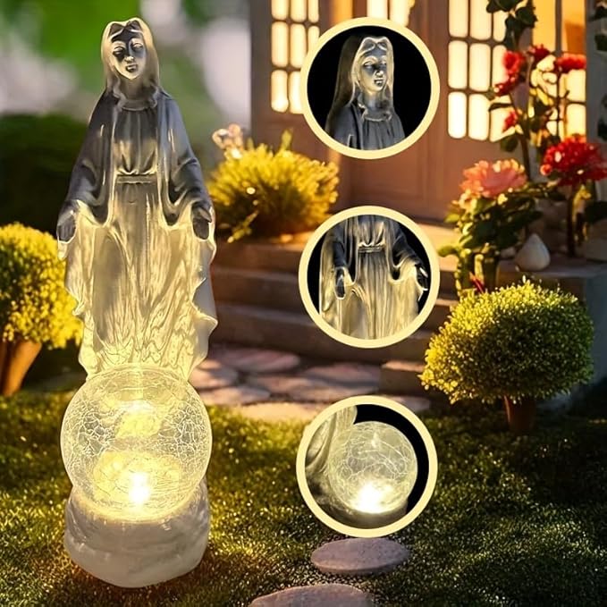 Solar Garden Decor Virgin Mary Figure with Lights,Blessed Mother Outdoor Statue for Home/Garden Decor, Gift for Women/Monther(11.22" H)