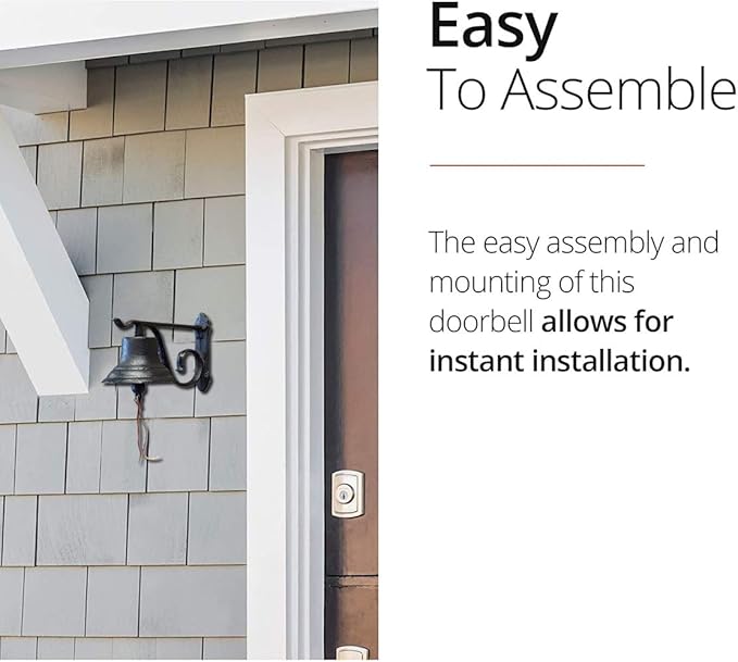 NACH Rustic Cast Iron Doorbell, Small Door Bells for Homes, Dinner Bell, Small Bell, Kitchen Door Bell, Antique Black Doorbell, 8.5x5x6.5 Inches, JS-90-091