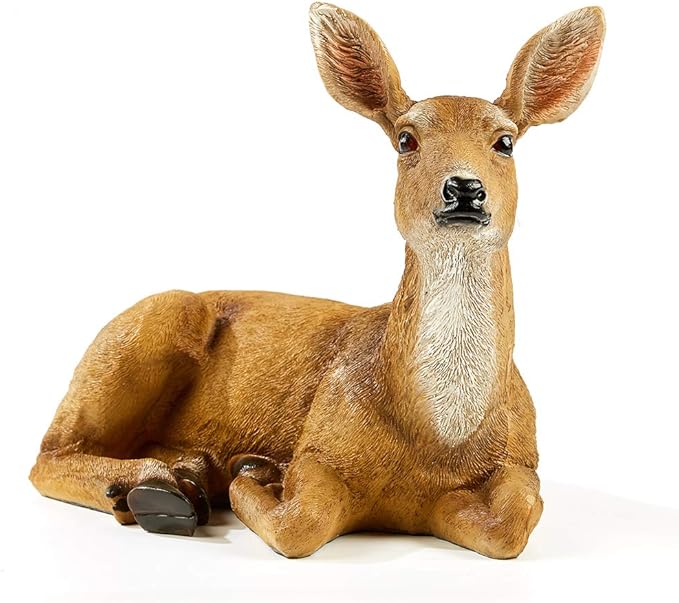 XTAPAN Resin Doe Statue Figurines Female Deer Animal Sculpture Gift Home Decor,Office or Outdoor Garden Statue Woodland Decoration